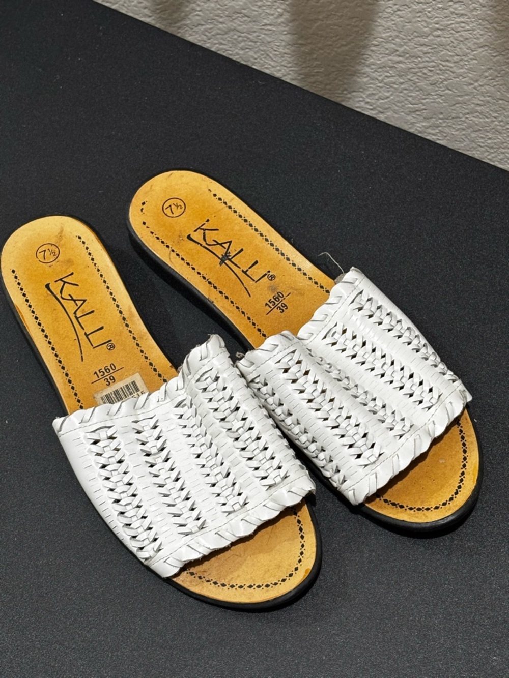 Kalli White Woven Slide Sandals for Women
